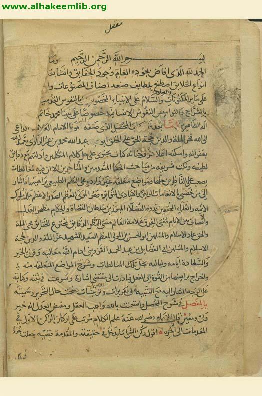 المفصل في شرح المحصل